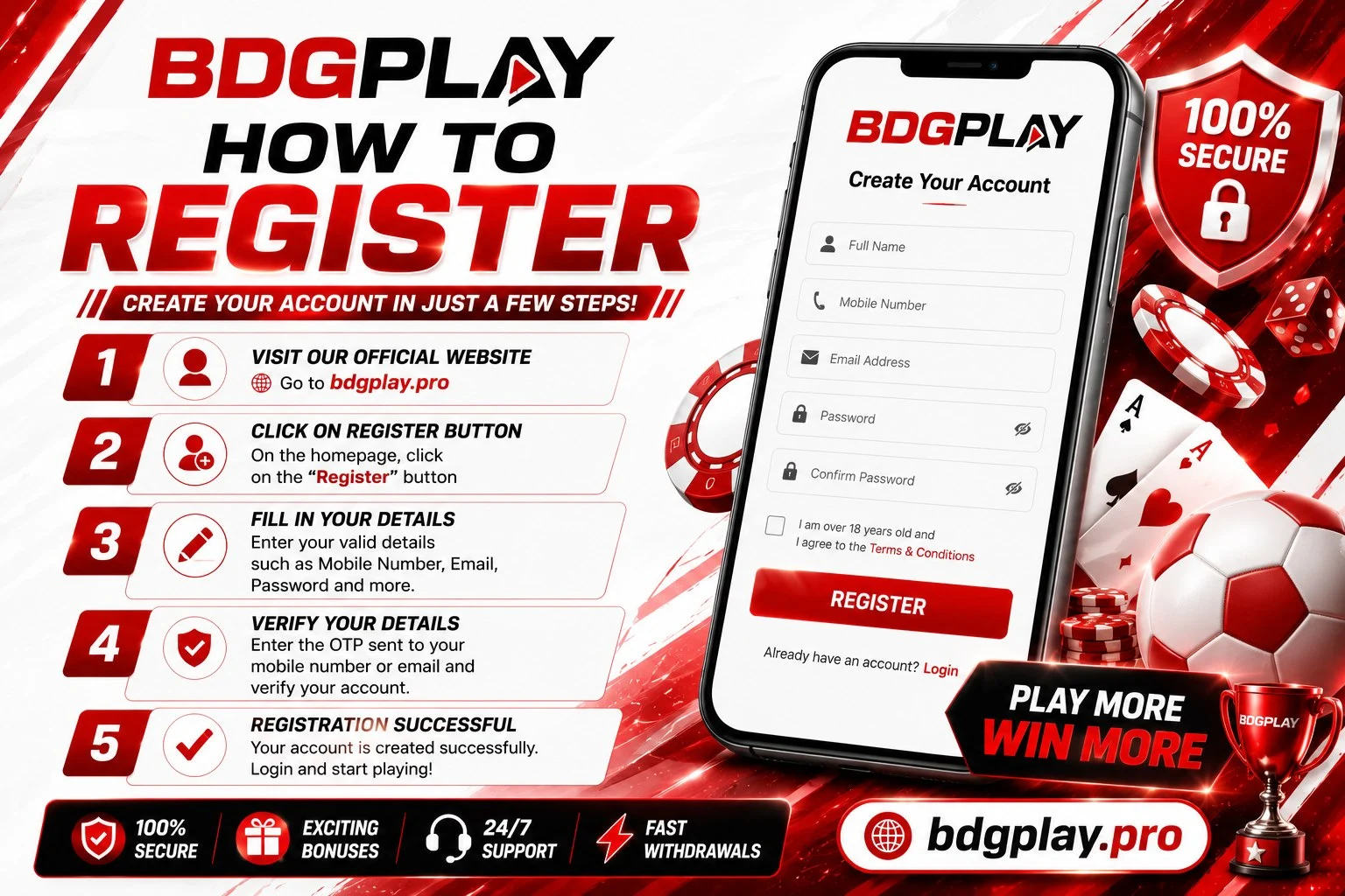 KWG Game Register – New Account Sign Up Screen